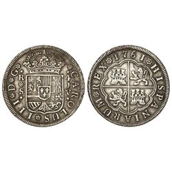 4 Reales. - 1761. - SEVILLA. - J.V. - (Ligeras oxidaciones y rayitas). Muy buen ejemplar. ESCASA. Ca