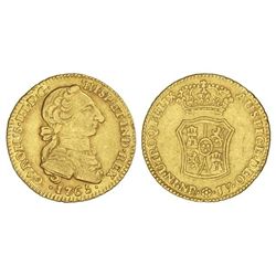 2 Escudos. - 1765. - NUEVO REINO. - J.V. - MUY RARA. Cal-541. MBC. - -