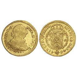 2 Escudos. - 1781. - SANTIAGO. - D.A. - Restos de brillo original. (Acuñació floja en centro anverso