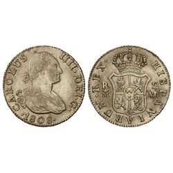 2 Reales. - 1808. - MADRID. - A.I. - Rayitas de ajuste. Cal-980. EBC/EBC-. - -