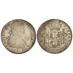 8 Reales. - - 1806. - - MÉXICO. - - T.H. - - Brillo original. Acuñación parcialmente floja en parte
