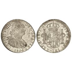 8 Reales. - 1806. - - MÉXICO. - T.H. - Resto de brillo original. (Acuñación algo floja, pequeños gol