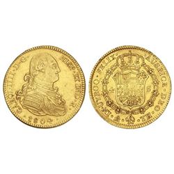 4 Escudos. - 1804. - MÉXICO. - T.H. - Restos de brillo. (Golpecito en gráfila). Cal-225. EBC-/EBC. -