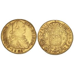 8 Escudos. - 1808. - POPAYÁN. - S.J. - (Probablemente ha estado en aro). Cal-91; XC-1075. MBC. - -