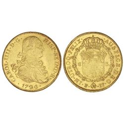 8 Escudos. - 1796. - POTOSÍ. - P.P. - Restos de brillo original. (Acuñación algo floja en centro). E