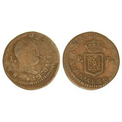 1 Maravedí. - 1829. - PAMPLONA. - MUY ESCASA. Cal-1656. BC+/MBC-. - -