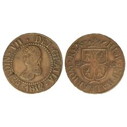 12 Diners. - 1812. - MALLORCA. - Defecto de acuñación en anverso, normal en esta pieza. Cal-1594. MB