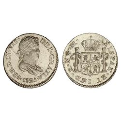1/2 Real. - 1821. - GUATEMALA. - M. - Brillo original. Leves rayitas de ajuste. Cal-1294. SC-. - -