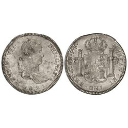 8 Reales. - - 1821. - - GUADALAJARA. - - F.S. - - Pátina. Cospel irregular. CCT-438a. EBC. - -