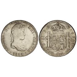 8 Reales. - 1813. - POTOSÍ. - P.J. - Error numeral del rey IIV. (Agujero tapado). RARA. Cal-602. MBC