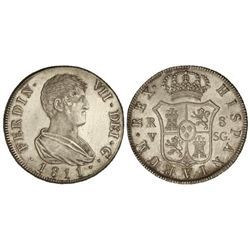 8 Reales. - 1811. - VALENCIA. - S.G. - Brillo original. Leves rayitas en campo por limpieza. Extraor
