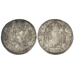 8 Reales. - 1819. - ZACATECAS. - A.G. - Pátina. Acuñación algo floja típica de esta emisión. (Rayita
