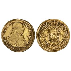 2 Escudos. - 1818. - POPAYÁN. - F.M. - Busto de Carlos IV. ESCASA. Cal-241. MBC-. - -