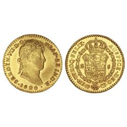 2 Escudos. - 1820. - SEVILLA. - C.J. - Brillo original. Extraordinario ejemplar. (Levísimas rayitas