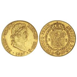 2 Escudos. - 1827. - SEVILLA. - J.B. - Cal-271. EBC/EBC+. - -