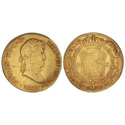 8 Escudos. - 1814. - LIMA. - J.P. - (Hojitas y rayitas en anverso). Cal-20; XC-1220. MBC/MBC+. - -