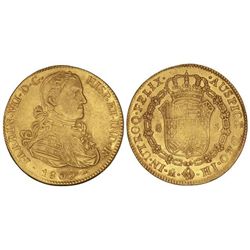 8 Escudos. - 1809. - MÉXICO. - H.J. - Acuñación algo floja, normal en esta ceca. Restos de brillo or
