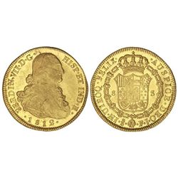 8 Escudos. - 1812. - SANTIAGO. - F.J. - Busto de Carlos IV. Brillo original. (Acuñación floja en cen