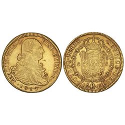 8 Escudos. - 1814. - SANTIAGO. - J.J. - (Leves rayitas en reverso). Cal-122. MBC+. - -