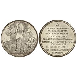 Medalla. - 1810. - MÉXICO. - BATALLA DEL MONTE DE LAS CRUCES en Veracruz. - Anv.: Un ángel y un león