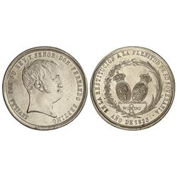 Medalla de Sevilla a Fernando VII. - 1823. - SEVILLA. - Anv.: Busto a derecha. Rev.: Escudos de Fran