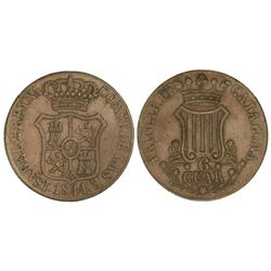 6 Cuartos. - 1844. - BARCELONA. - Flores de 5 pétalos. Cal-693. MBC+. - -