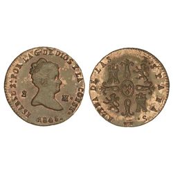 2 Maravedís. - 1845. - SEGOVIA. - Restos de color y brillo originales. Cal-557. EBC. - -