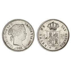 1 Real. - 1859. - MADRID. - (Hojita en anverso). Cal-421. MBC+/EBC-. - -