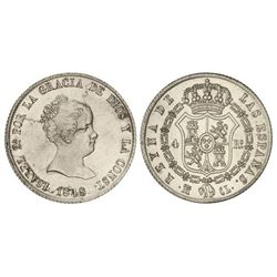 4 Reales. - 1848. - - MADRID. - C.L. - Restos de brillo original. (Barnizada en reverso. Roturas de