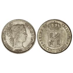 40 Céntimos de Escudo. - 1866. - MADRID. - Brillo original. Cal-338. EBC+. - -