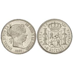 2 Escudos. - 1867. - MADRID. - (Golpecitos y rayitas). Cal-204. MBC/MBC+. - -
