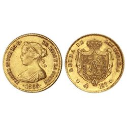 4 Escudos. - 1865. - MADRID. - (Golpecito en canto). Cal-108. MBC+. - -