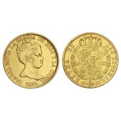 80 Reales. - 1839. - BARCELONA. - P.S. - (Limpiada. Prueba de metal en canto). Cal-55. MBC/MBC+. - -