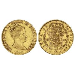 80 Reales. - 1845. - BARCELONA. - P.S. - (Golpecitos). Cal-63. MBC+. - -