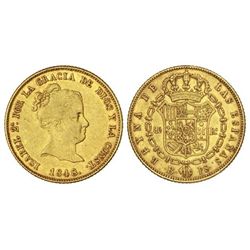 80 Reales. - 1848. - BARCELONA. - P.S. - Restos de brillo. (Rayitas en anverso). RARA. Cal-66. MBC+/