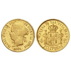 4 Pesos. - 1863. - MANILA. - (Hojas y rayitas). Cal-127. MBC. - -