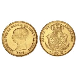 100 Reales. - 1855. - BARCELONA. - ESCASA. Cal-8. EBC-/EBC. - -