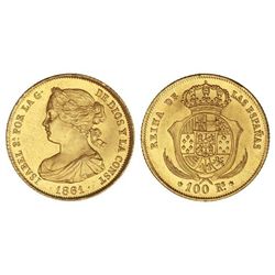 100 Reales. - 1861. - MADRID. - Brillo original. Cal-26. EBC+. - -