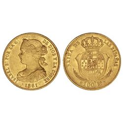 100 Reales. - 1861. - MADRID. - Restos de brillo original. Cal-26. EBC-. - -
