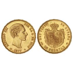 25 Pesetas. - 1877 (*18-77). - D.E.-M. - EBC. - -