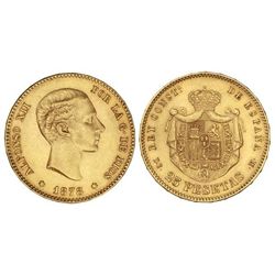 25 Pesetas. - 1878 (*18-78). - D.E.-M. - (Leves golpecitos en anverso). EBC. - -