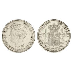 50 Céntimos. - 1896 (*9-6). - - P.G.-V. - Variante oreja rayada. (Leves golpecitos). MBC+. - -