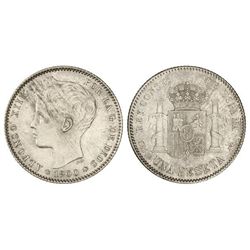 1 Peseta. - 1900  (*19-00). - S.M.-V. - Pátina. (Leves rayitas). EBC+. - -