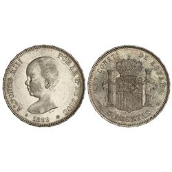 5 Pesetas. - 1889 (*18-89). - M.P.-M. - Bonita pátina irisada en reverso. Restos de brillo. (Ligeras