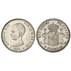5 Pesetas. - 1890 (*18-90). - P.G.-M. - (Pequeños golpecitos y rayitas). MBC+. - -