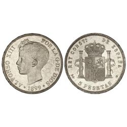 5 Pesetas. - 1899 (*18-99). - S.G.-V. - Brillo original. (Pequeños golpecitos). EBC+. - -