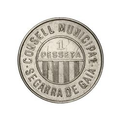 1 Pesseta. - C.M. SEGARRA DE GAIÀ. - CuNi. (Rayas sobretodo en reverso). Vti-L41. EBC-. - -