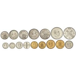 Serie 8 monedas 10 Céntimos a 100 Pesetas. - (*68). - En tira original F.N.M.T. PRUEBAS. - -