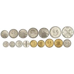 Serie 8 monedas 10 Céntimos a 100 Pesetas. - (*69). - En tira original F.N.M.T. PRUEBAS. - -