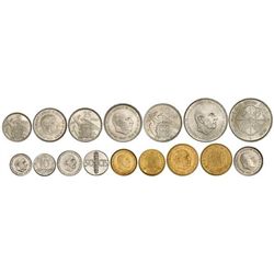 Serie 8 monedas 10 Céntimos a 100 Pesetas. - (*71). - En tira original F.N.M.T. La de 100 Pesetas 19